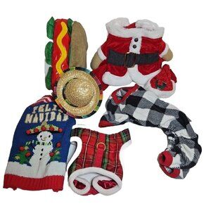 Dog Costume Lot XS Hot Dog Ugly Sweater Sombrero Santa Lumberjack Pajama Harness